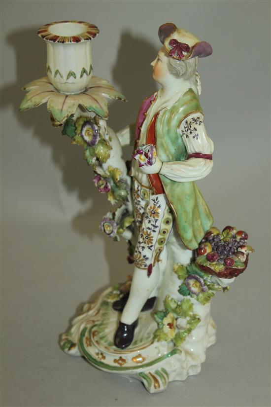 A Derby porcelain candlestick figure, late 18th century, 25cm